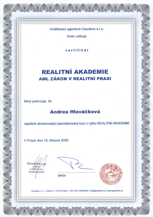 Andrea Hlav&aacute;čkov&aacute; - AML Z&Aacute;KON V REALITN&Iacute; PRAXI - GAUDENS